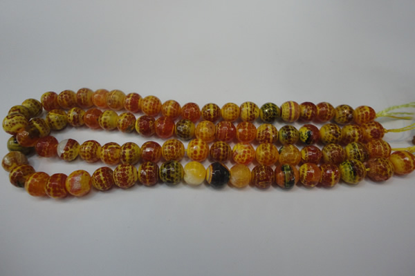 CAG5817 15 inches 10mm faceted round fire crackle agate beads