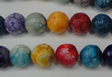 CAG5818 15 inches 10mm faceted round fire crackle agate beads