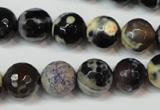 CAG5822 15 inches 12mm faceted round fire crackle agate beads