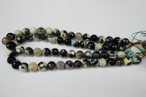 CAG5822 15 inches 12mm faceted round fire crackle agate beads