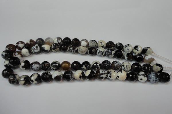 CAG5823 15 inches 12mm faceted round fire crackle agate beads