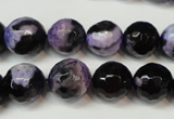 CAG5824 15 inches 12mm faceted round fire crackle agate beads