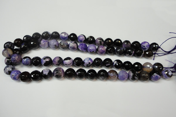 CAG5824 15 inches 12mm faceted round fire crackle agate beads