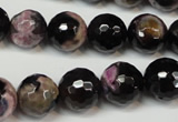 CAG5825 15 inches 12mm faceted round fire crackle agate beads