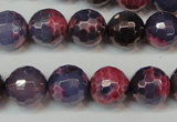 CAG5826 15 inches 12mm faceted round fire crackle agate beads