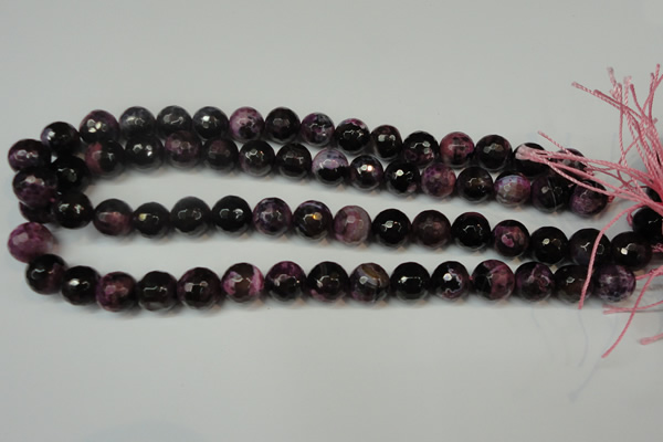 CAG5827 15 inches 12mm faceted round fire crackle agate beads