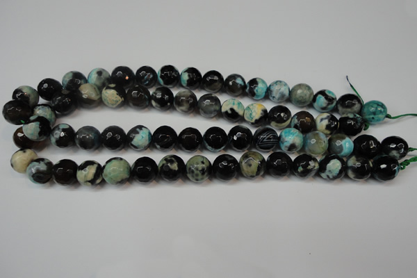 CAG5828 15 inches 12mm faceted round fire crackle agate beads