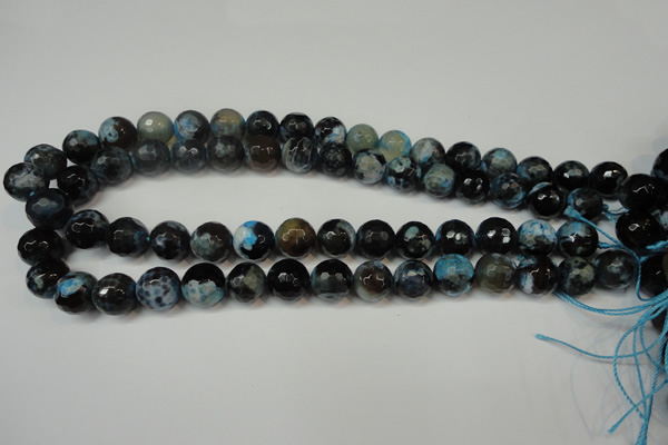 CAG5829 15 inches 12mm faceted round fire crackle agate beads