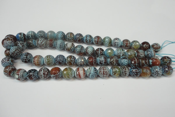 CAG5834 15 inches 12mm faceted round fire crackle agate beads