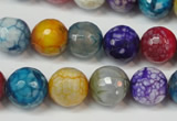 CAG5836 15 inches 12mm faceted round fire crackle agate beads