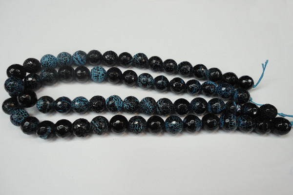 CAG5838 15 inches 12mm faceted round fire crackle agate beads