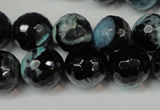 CAG5841 15 inches 14mm faceted round fire crackle agate beads