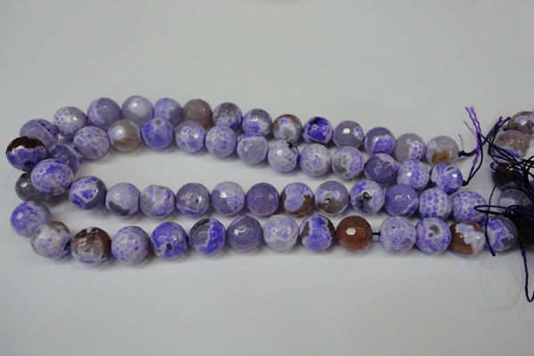 CAG5843 15 inches 14mm faceted round fire crackle agate beads