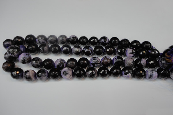 CAG5846 15 inches 14mm faceted round fire crackle agate beads