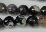 CAG5847 15 inches 14mm faceted round fire crackle agate beads