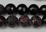 CAG5849 15 inches 14mm faceted round fire crackle agate beads