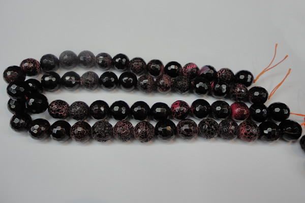 CAG5849 15 inches 14mm faceted round fire crackle agate beads