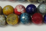 CAG5851 15 inches 14mm faceted round fire crackle agate beads