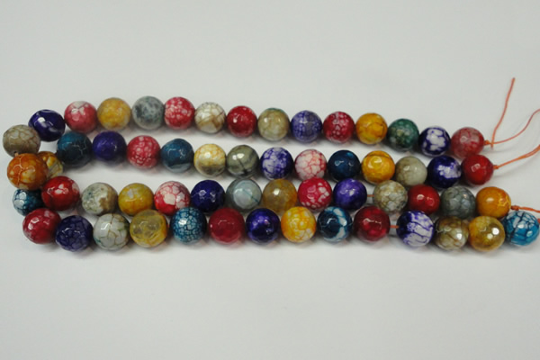 CAG5851 15 inches 14mm faceted round fire crackle agate beads