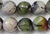 CAG5856 15 inches 16mm faceted round fire crackle agate beads