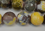 CAG5858 15 inches 16mm faceted round fire crackle agate beads