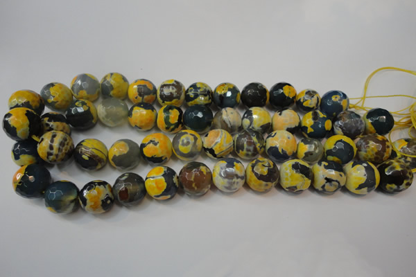 CAG5859 15 inches 16mm faceted round fire crackle agate beads