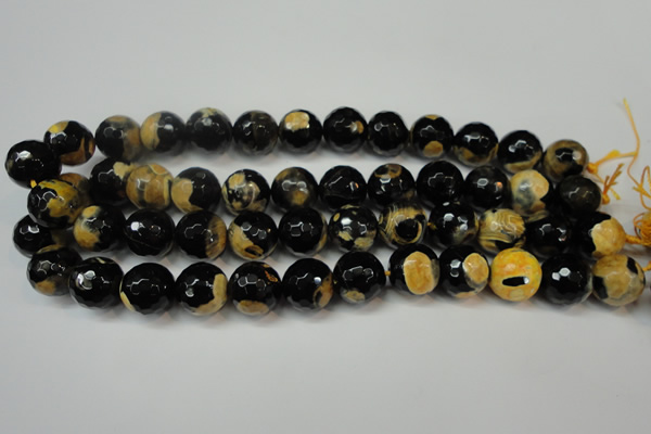 CAG5860 15 inches 16mm faceted round fire crackle agate beads