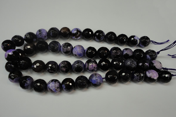 CAG5864 15 inches 16mm faceted round fire crackle agate beads