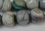 CAG5866 15 inches 16mm faceted round fire crackle agate beads