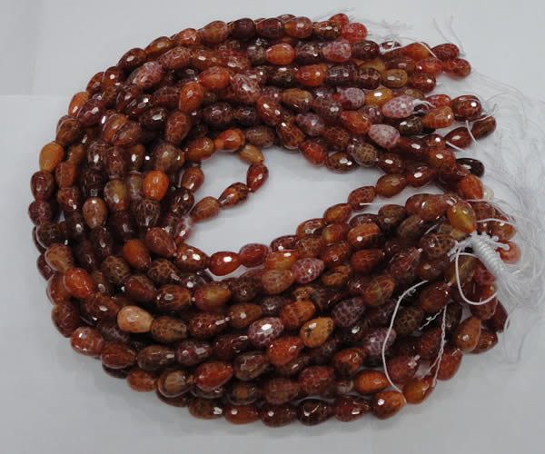 CAG587 15.5 inches 10*14mm faceted teardrop natural fire agate beads