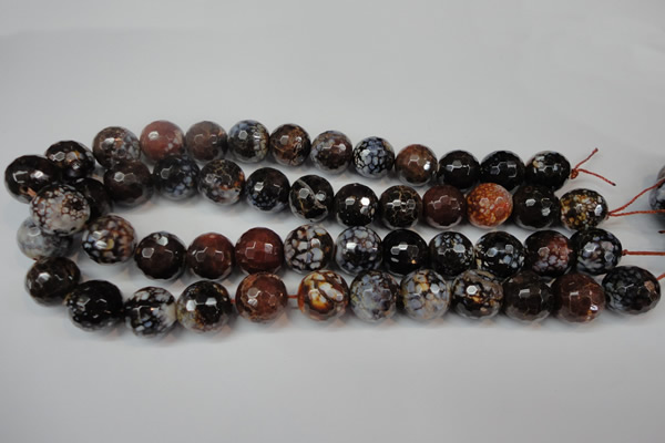 CAG5871 15 inches 16mm faceted round fire crackle agate beads