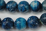 CAG5874 15 inches 16mm faceted round fire crackle agate beads