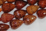 CAG588 15.5 inches 13*18mm faceted teardrop natural fire agate beads