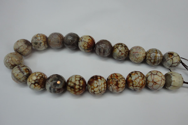 CAG5888 15 inches 20mm faceted round fire crackle agate beads