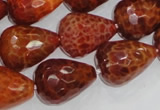 CAG589 15.5 inches 15*20mm faceted teardrop natural fire agate beads