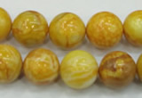 CAG5941 15.5 inches 12mm round yellow crazy lace agate beads