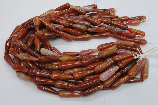 CAG596 15.5 inches 10*30mm teardrop natural fire agate beads