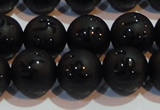 CAG6003 15.5 inches 10mm carved round matte black agate beads