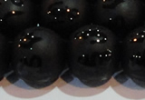 CAG6006 15.5 inches 16mm carved round matte black agate beads