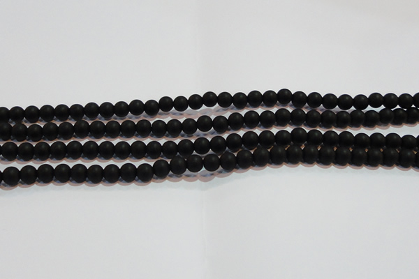 CAG6011 15.5 inches 6mm round matte black agate beads