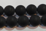 CAG6013 15.5 inches 10mm round matte black agate beads