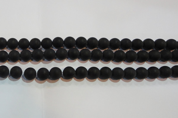 CAG6013 15.5 inches 10mm round matte black agate beads