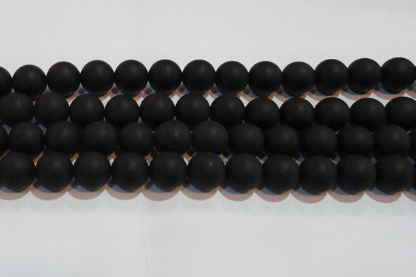 CAG6015 15.5 inches 14mm round matte black agate beads