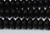 CAG6021 15.5 inches 4*8mm rondelle matte black agate beads