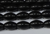 CAG6024 15.5 inches 6*9mm rice matte black agate beads