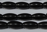 CAG6025 15.5 inches 6*12mm rice matte black agate beads