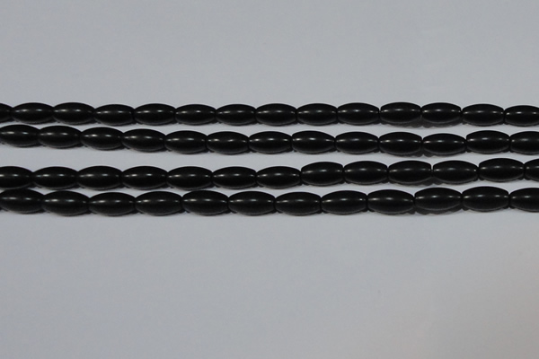 CAG6025 15.5 inches 6*12mm rice matte black agate beads