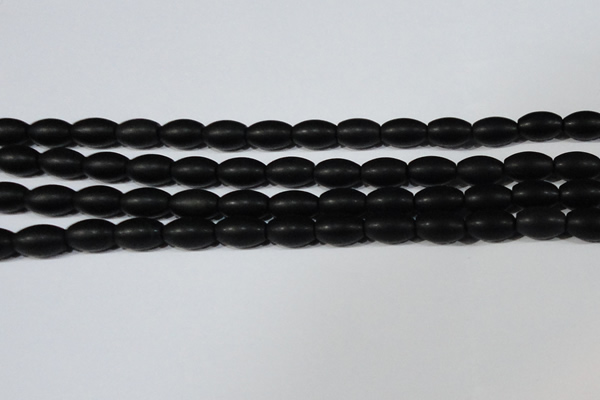 CAG6026 15.5 inches 8*12mm rice matte black agate beads