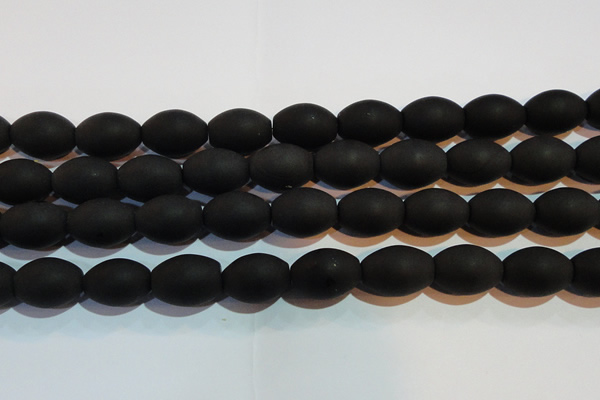 CAG6028 15.5 inches 13*18mm rice matte black agate beads