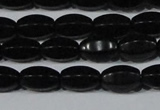 CAG6029 15.5 inches 6*10mm faceted rice matte black agate beads